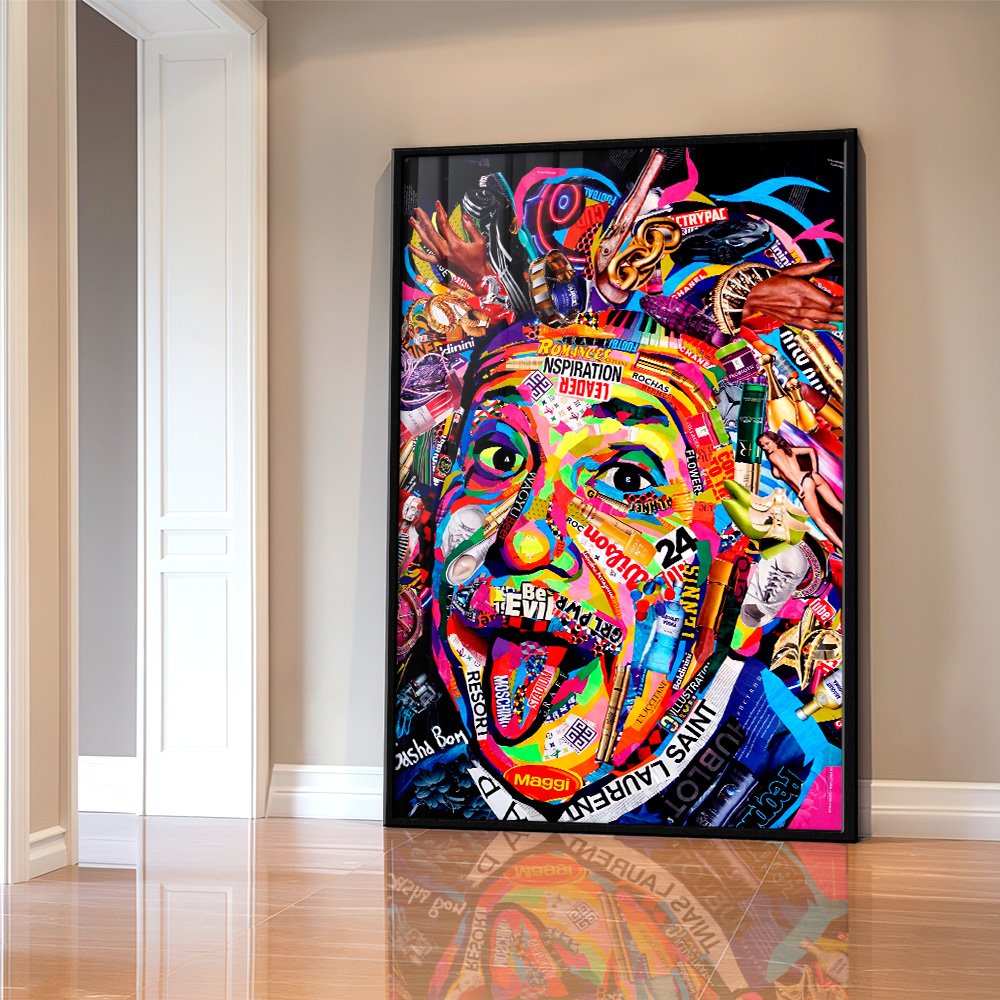 Quadro Decorativo Vertical em Vinil - Albert Einstein Pop Art